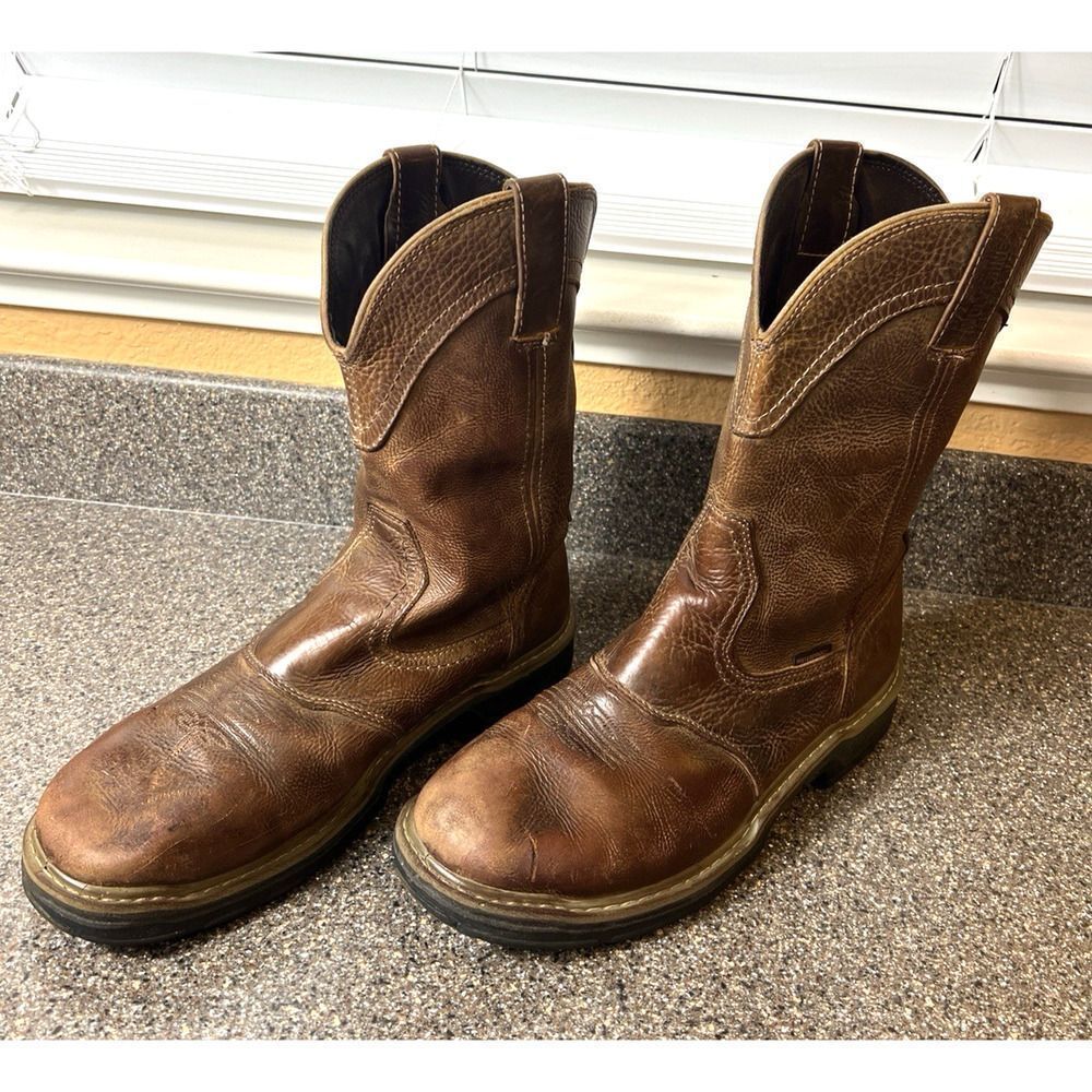 Wolverine Waterproof Contour Welt 10 Inch Brown Leather Work Boots Men's 10.5 EW